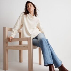 Madewell Funnelneck Drop-Shoulder Top in Antique Cream Size Small NWT